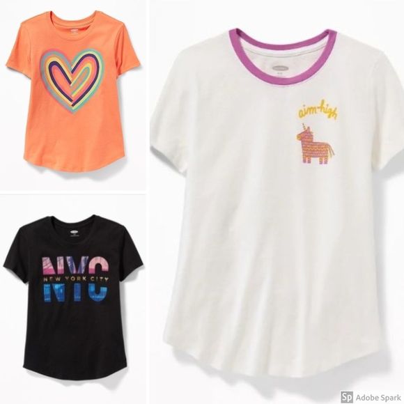 NWT Old Navy Graphic Crew-Neck Tee for Girls - Picture 1 of 8